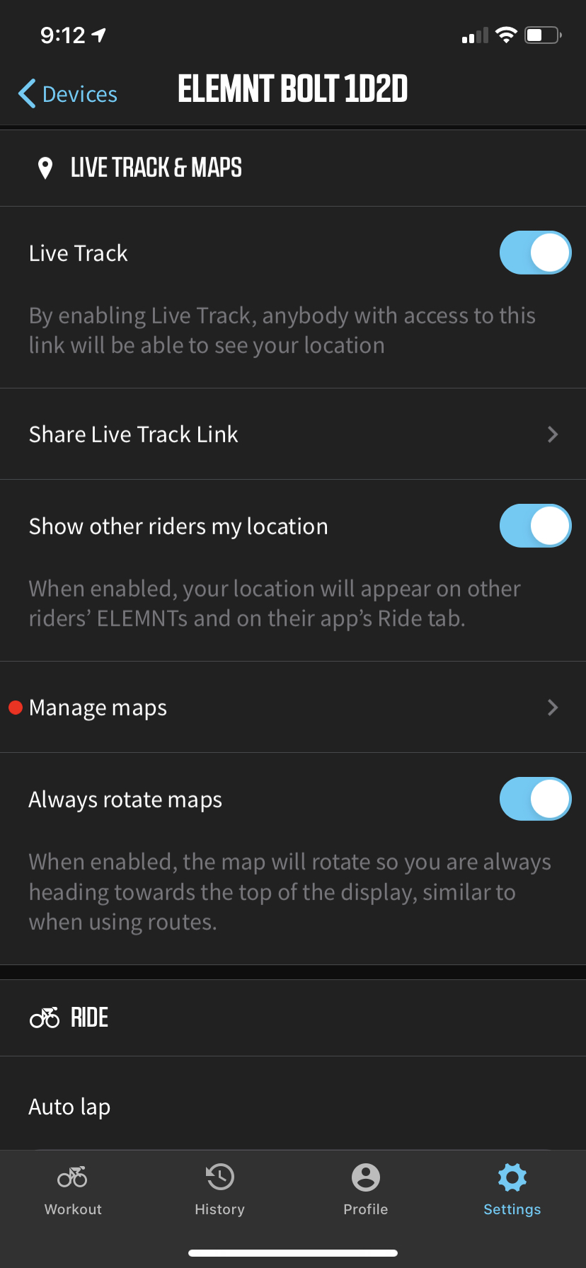 ELEMNT live tracking